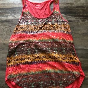 EXPRESS tank top size small. Pink with tribal print and sequin